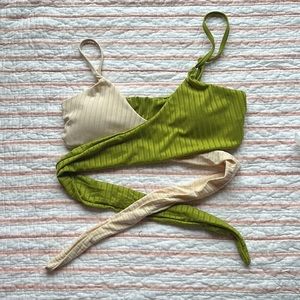 Shein color block bathing suit top (small)